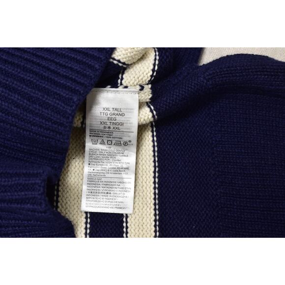 GAP Mens Big & Tall Size XXL Breton Stripe V-Neck Pullover Sweater Navy White - Picture 5 of 8